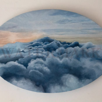 Painting titled "Above the clouds" by Josefina Paz, Original Artwork, Oil