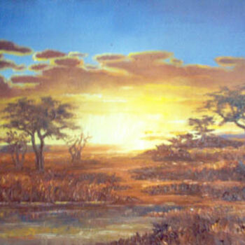 Schilderij getiteld "sunset 3" door Zendaart, Origineel Kunstwerk, Olie