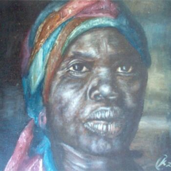 Schilderij getiteld "African mother" door Zendaart, Origineel Kunstwerk, Olie