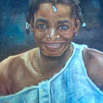 Schilderij getiteld "African girl" door Zendaart, Origineel Kunstwerk, Olie