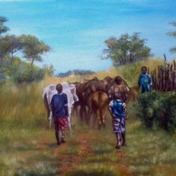 Painting titled "cattle.jpg" by Zendaart, Original Artwork, Oil
