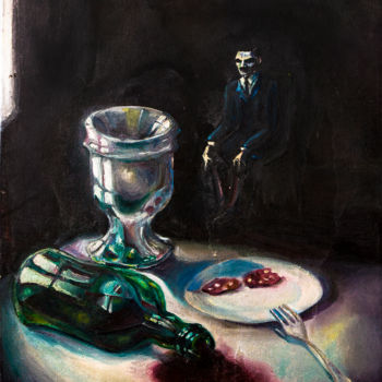 Painting titled "After Party in Black" by Zenya Gorlik, Original Artwork, Oil