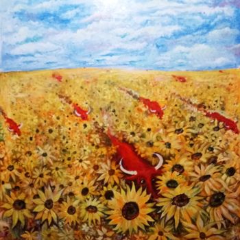 Pintura intitulada ""Red Fortitude"" por Zenya Gorlik, Obras de arte originais, Acrílico