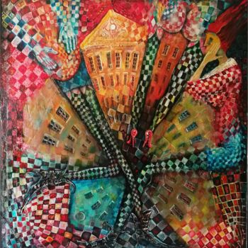 Painting titled "City Girls" by Zenya Gorlik, Original Artwork, Acrylic