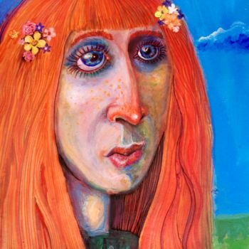Malerei mit dem Titel "Redhead" von Zenya Gorlik, Original-Kunstwerk, Acryl