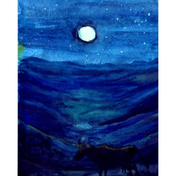 Painting titled "Desert Cow" by Zenya Gorlik, Original Artwork, Watercolor
