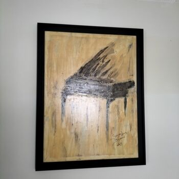 Painting titled "piano" by Zéphyrin Bernard Saint, Original Artwork, Acrylic Mounted on Wood Stretcher frame