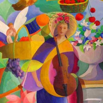 Painting titled "Ballade en musique" by Monique Amiot, Original Artwork, Oil