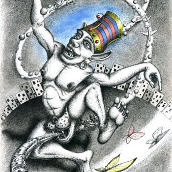 Рисунок под названием "Insanity of the maj…" - Juri Kraval, Подлинное произведение искусства, Чернила