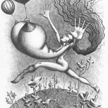 Desenho intitulada "Oxitocinum" por Juri Kraval, Obras de arte originais, Canetac de aerossol