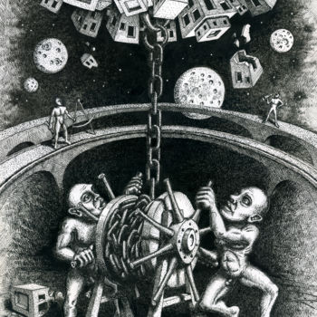 Desenho intitulada "Conception" por Juri Kraval, Obras de arte originais, Tinta