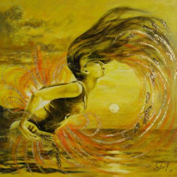Painting titled "Offrande au soleil…" by Zet Michell, Original Artwork, Oil