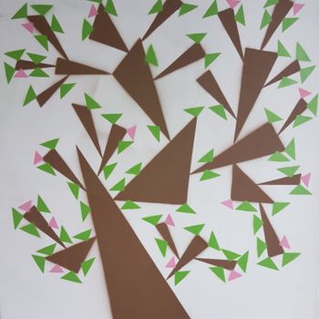 Painting titled "Arbre Cubique" by Zeta, Original Artwork, Spray paint