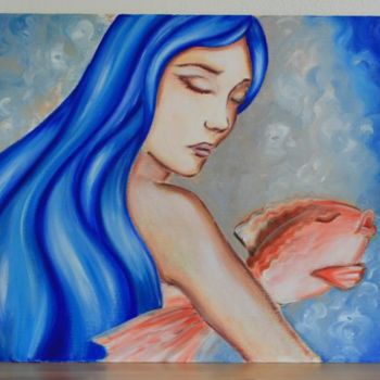 Painting titled "Mermaid" by Zetem, Original Artwork, Oil