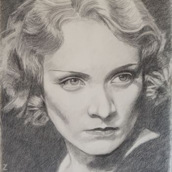 Рисунок под названием "Marlene Dietrich" - Zeven, Подлинное произведение искусства, Графит