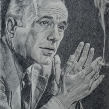 Drawing titled "portrait de Bogart" by Zeven, Original Artwork, Graphite