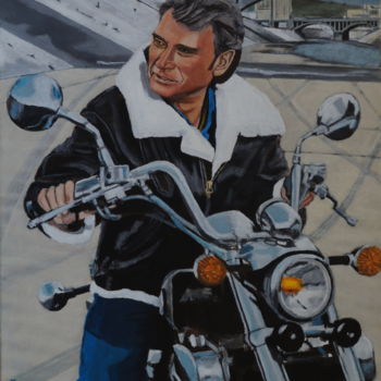 Malerei mit dem Titel "Johnny Hallyday" von Zeven, Original-Kunstwerk, Acryl