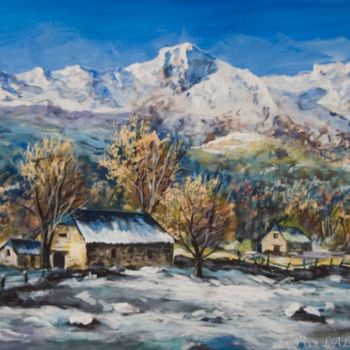Painting titled "GRANGE PYRENEENNE" by Yves Lallemand, Original Artwork, Oil