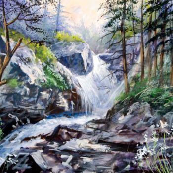 Painting titled "CASCADE DU CERISEY" by Yves Lallemand, Original Artwork, Oil