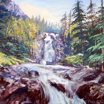 Painting titled "CASCADE PYRENEES" by Yves Lallemand, Original Artwork