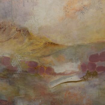 Painting titled "Foggy Dartmoor" by Galina Zimmatore, Original Artwork, Acrylic Mounted on Wood Panel