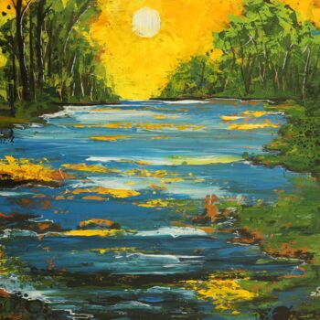 Pittura intitolato "Morning River" da Galina Zimmatore, Opera d'arte originale, Acrilico