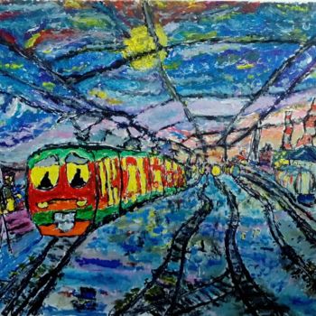 绘画 标题为“Непоследний поезд” 由Жабий Зрак, 原创艺术品, 丙烯