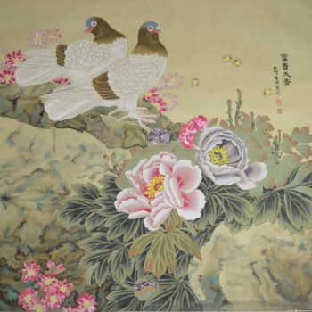 Pittura intitolato "The calm of the ric…" da Huizhen Zhang Zhang Hui Zhen, Opera d'arte originale, pigmenti
