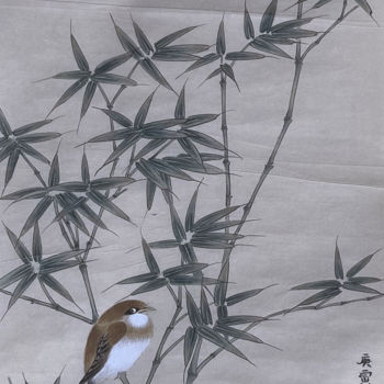 绘画 标题为“Bamboo and Bird” 由Huizhen Zhang 张慧珍, 原创艺术品, 颜料