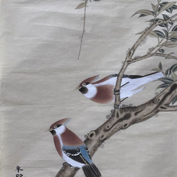 Painting titled "Close friends" by Huizhen Zhang Zhang Hui Zhen, Original Artwork, Pigments
