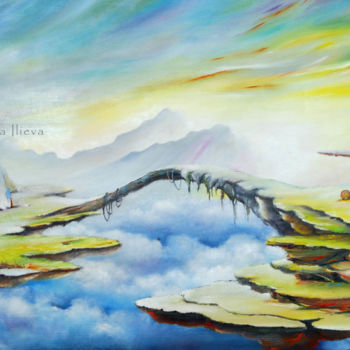 Malerei mit dem Titel "hybrid leasureland" von Zhanna Ilieva, Original-Kunstwerk, Öl
