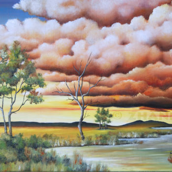 Painting titled "Cloudy land" by Zhanna Ilieva, Original Artwork, Oil