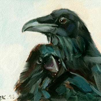 Ζωγραφική με τίτλο "Ravens Painting Cou…" από Zhanna Kan, Αυθεντικά έργα τέχνης, Λάδι