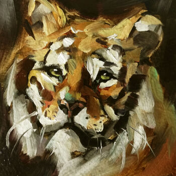 Malerei mit dem Titel "Tiger Painting Wild…" von Zhanna Kan, Original-Kunstwerk, Öl