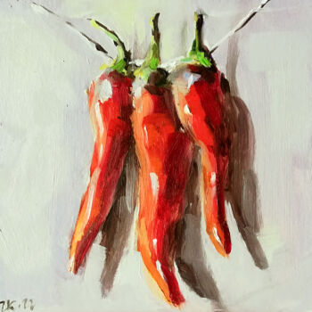 Peinture intitulée "Red Chilli Pepper P…" par Zhanna Kan, Œuvre d'art originale, Huile
