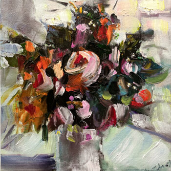 Painting titled "Flowers Bouquet Pai…" by Zhanna Kan, Original Artwork, Oil