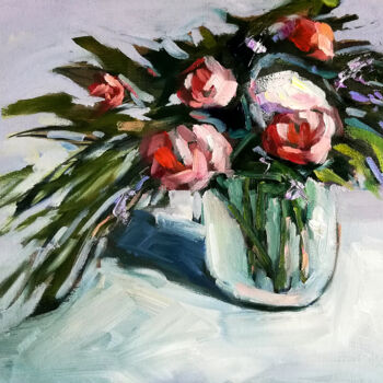 Malarstwo zatytułowany „Flowers bouquet pai…” autorstwa Zhanna Kan, Oryginalna praca, Olej