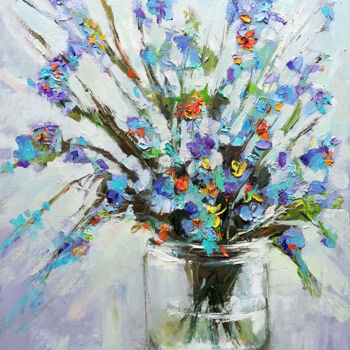 Peinture intitulée "Flowers painting Pe…" par Zhanna Kan, Œuvre d'art originale, Huile