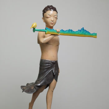 Скульптура под названием "执山（缩小版）" - Zhao Yongchang, Подлинное произведение искусства, Бронза