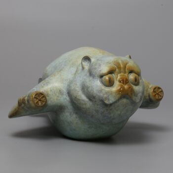 Sculpture intitulée "飞猫" par Zhao Yongchang, Œuvre d'art originale, Bronze