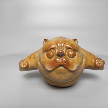 Escultura intitulada "飞猫（黄色）" por Zhao Yongchang, Obras de arte originais, Bronze