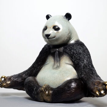 Skulptur mit dem Titel "入空（Meditation Panda）" von Zhao Yongchang, Original-Kunstwerk, Bronze