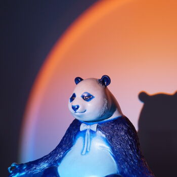 Sculpture intitulée "Meditation Panda（Oc…" par Zhao Yongchang, Œuvre d'art originale, Bronze