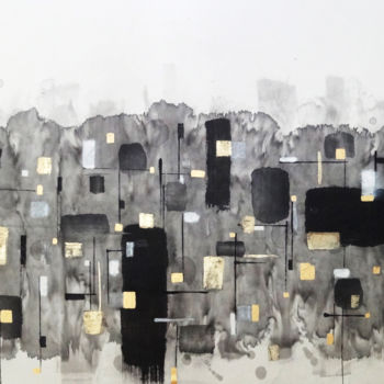 Painting titled "La nuit de ville 2°…" by Biru Zhao, Original Artwork