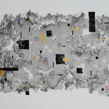 Peinture intitulée "Urbanisation 4°" par Biru Zhao, Œuvre d'art originale, Encre