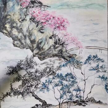 Peinture intitulée "晚霞" par Zhe Deng, Œuvre d'art originale, Huile