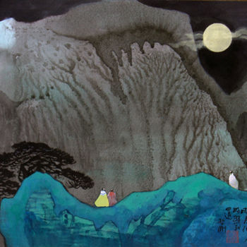 Schilderij getiteld "明月何时照我还" door Zhe Gang Gu, Origineel Kunstwerk, Inkt