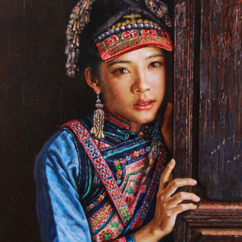 Painting titled "一詀㒚" by Zhi Lei Li, Original Artwork, Oil Mounted on Wood Panel