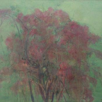 Painting titled "Nameless Flower-Red" by Zhixun Lin, Original Artwork, Oil
