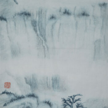 Painting titled "Waterfall of the Cy…" by Zhize Lv, Original Artwork, Pigments